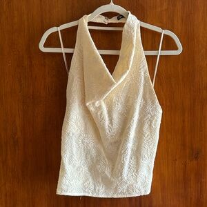 Zara cream embroidered halter top with open back - XS